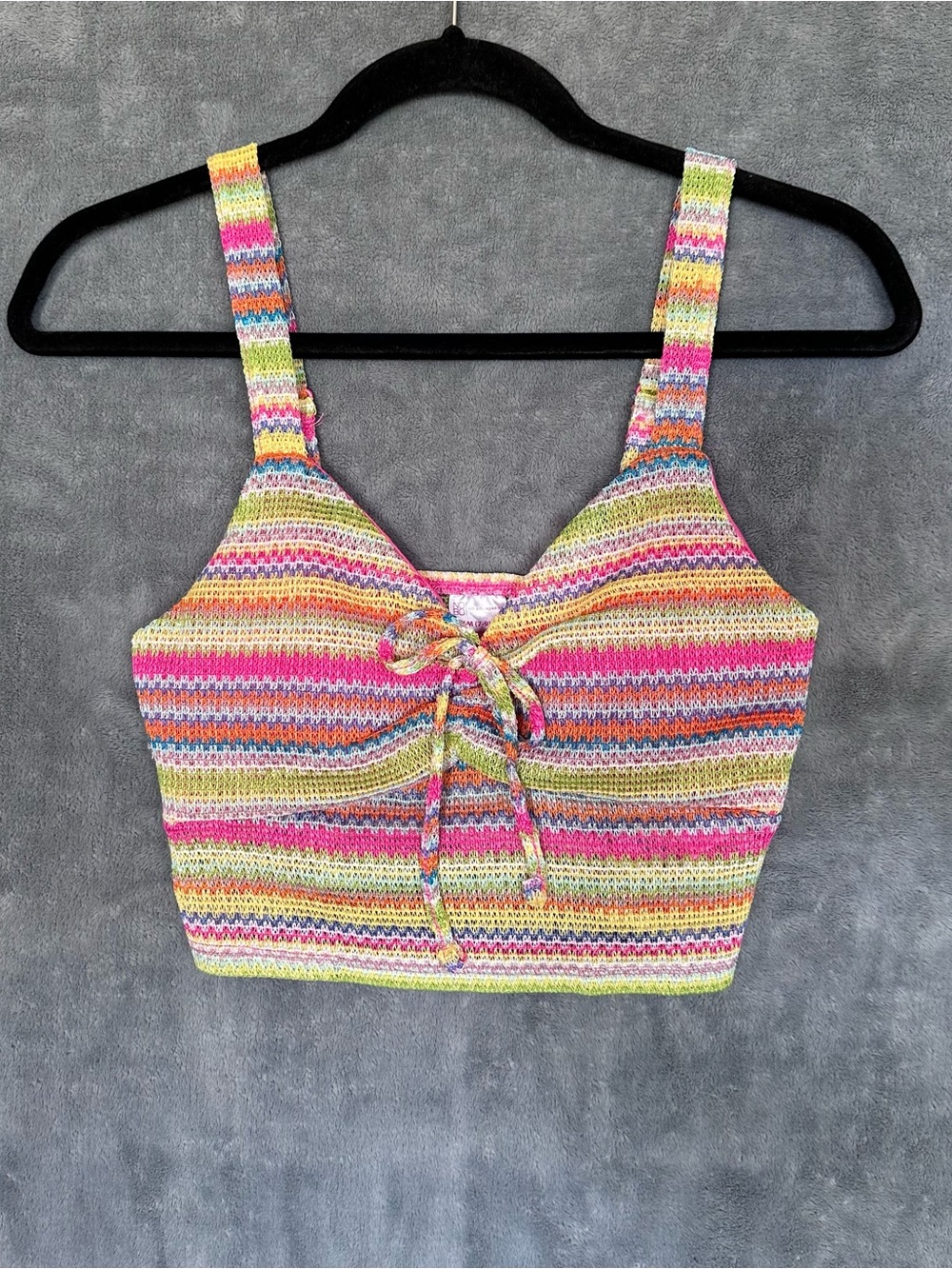 Boho rainbow Knit Crop Tank Top size small women’s medium juniors